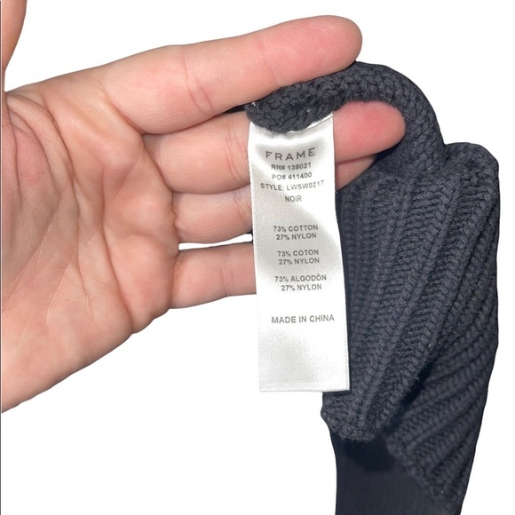 FRAME DENIM x REVOLVE Black Thread Bare Cable Knit Pullover Sweater Size Large - Picture 8 of 11